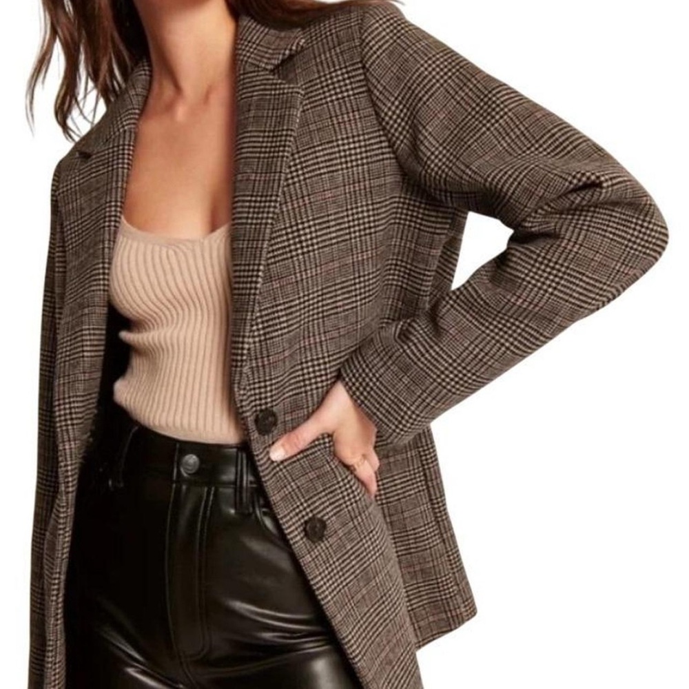 Abercrombie oversized Brown plaid checkered Blazer